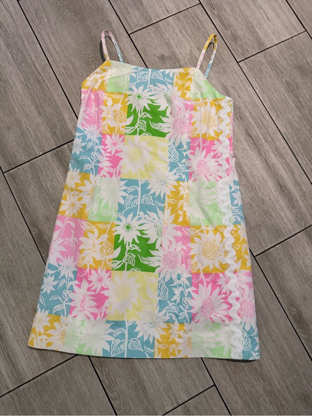 Lilly Pulitzer Pastel Patchwork Floral Spaghetti-Strap Dress